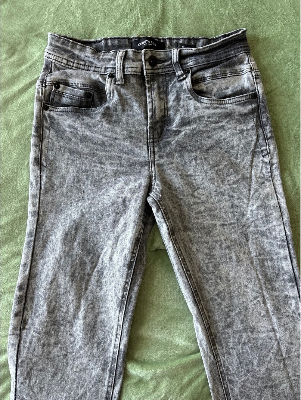 Kenneth Cole New York Boys Slim Fit Gray Acid Wash Stretch Jeans Size 12